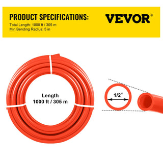 1/2 Inch x 1000ft Pex Tubing Oxygen Barrier O2 Red Radiant Floor Pipe Radiant Heating Systems-Pex Hot And Cold Water Pipe