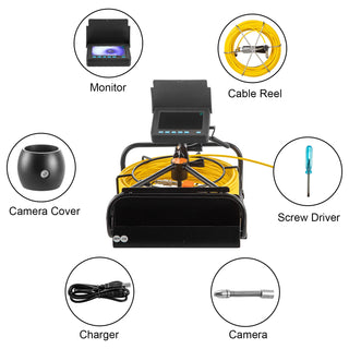 Pipe Inspection Camera with DVR 16GB Micro SD Card 4.3in Monitor 50M Industrial Endoscope IP68 8500mHA Pipe Drain Sewer