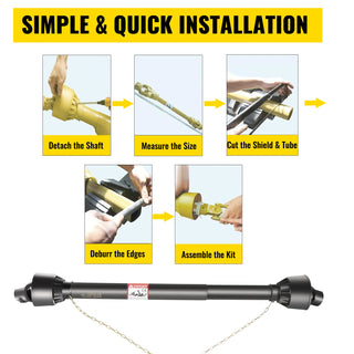 T4 PTO Drive Shaft 3/8" X 6 Spline Tractor End 3/8" X Round End Proving Robust Power Used for Mower Chipper Rotary Tiller