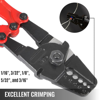 24/30Inch Wire Rope Swager Crimper Tool Insulated Handle Aluminum Copper Cable Fishing Dual Sleeves Cutter Crimping Pliers