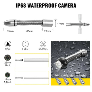 Pipe Inspection Camera with DVR 16GB Micro SD Card 4.3in Monitor 50M Industrial Endoscope IP68 8500mHA Pipe Drain Sewer