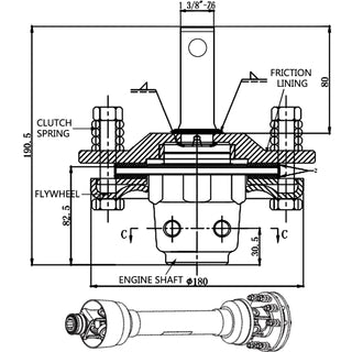 1-3/8 Inch Round PTO Adjustable Slip Clutch Black Smooth Ends 900NM 20-55 Horse Power Used for Protection PTO Slip Shafts