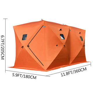 Ice Fishing Tent Warm Awning Pop-Up 8-Person Oxford Fabric Waterproof Windproof Canopy for Winter Fishing Camping Hiking