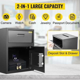 Electronic Safe Deposit Box With Drop Slot Secret Hidden Piggy Bank Security Digital Access Two Keys for Store Money Guns