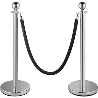 35.4 Inch Gold/Silver Crowd Control Stanchion Posts Queue Red/Black Velvet Rope Line Barriers with Stable Base for Stadium