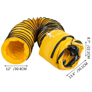 25FT Flexible PVC Exhaust Duct Hose 12inch 10inch Diameter for Ventilation in Factory, Basement, Tunnel, Warehouse & Mine