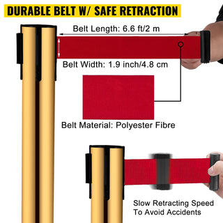 6PCS Gold Poles or 4Pcs Black Poles Crowd Control Barriers Line Dividers with One Sign Frame and Stable Weighted Base