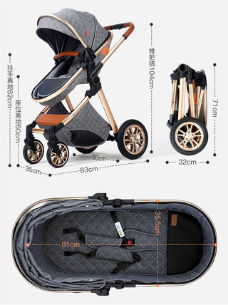 New Baby Stroller 3 in 1 High Landscape Stroller Reclining Baby Carriage Foldable Stroller Baby Bassinet Puchair Newborn