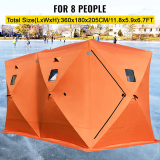 Ice Fishing Tent Warm Awning Pop-Up 8-Person Oxford Fabric Waterproof Windproof Canopy for Winter Fishing Camping Hiking