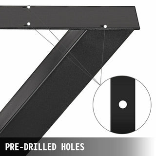 2PCS Metal Table Legs Steel 2204LBS / 1000KG Load  X-Shape with Pre-Drilled Holes for Home Use Commercial Bar Hotel Office