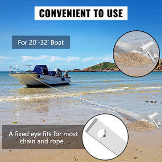 13 LB / 6 KG Boat Fluke Anchor Kit Fit for Smaller 20-32 FT Boats with 98 FT Nylon Rope Chain 2 PCS Shackles and Swivels