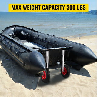 2PCS Inflatable Boat Launching Wheel 136 KG Weight Load Capacity Aluminum Frame 38CM Diameter Rubber Tire Ship Moving Tool