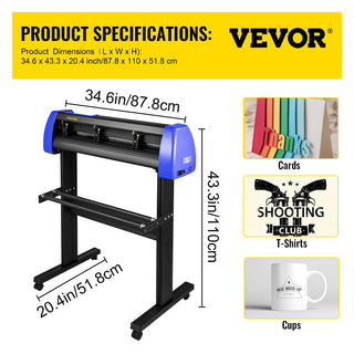 28 Inch Vinyl Plotter Sign Cutting Machine Software Signmaster Windows Compatible System 20 Blades LCD Black for Crafts