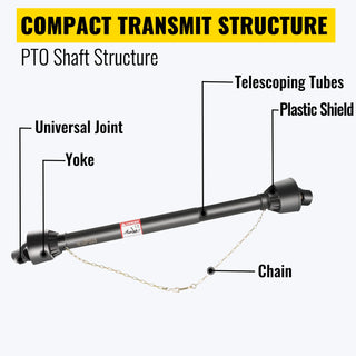 T4 PTO Drive Shaft 3/8" X 6 Spline Tractor End 3/8" X Round End Proving Robust Power Used for Mower Chipper Rotary Tiller