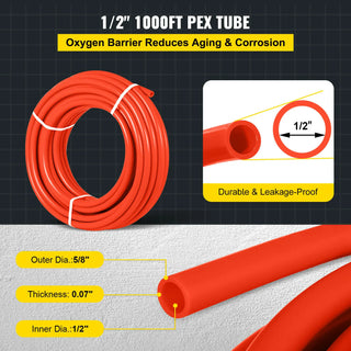 1/2 Inch x 1000ft Pex Tubing Oxygen Barrier O2 Red Radiant Floor Pipe Radiant Heating Systems-Pex Hot And Cold Water Pipe