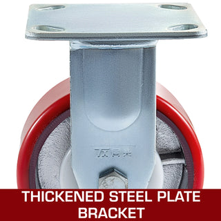 4 Pack 6" x 2" Heavy Duty Iron Core Polyurethane 2 Rigid and 2 Swivel Casters  With Side Brake 1000LBS Capacity Per Wheel