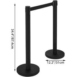 6 Pcs / Set Black Belt Stanchion Queue Posts Stand Rope Retractable Crowd Barrier Stainless Steel Crowd Control for Party