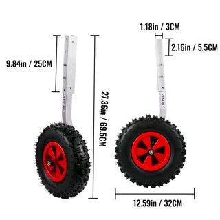 2Pcs Inflatable Boat Launching Wheel 227 KG Weight Load Capacity Aluminum Frame 31CM Diameter Rubber Tire Ship Moving Tool