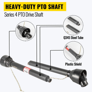 T4 PTO Drive Shaft 3/8" X 6 Spline Tractor End 3/8" X Round End Proving Robust Power Used for Mower Chipper Rotary Tiller