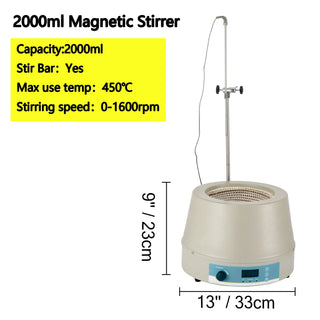 0.5L 1L 2L Heating Magnetic Agitador Digital Display Stirrer Hot Plate Vortrx Mixer Shaker Chemical Laboratory W/ Stir Bar