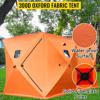 Ice Fishing Tent Warm Awning Pop-Up 8-Person Oxford Fabric Waterproof Windproof Canopy for Winter Fishing Camping Hiking