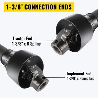 T4 PTO Drive Shaft 3/8" X 6 Spline Tractor End 3/8" X Round End Proving Robust Power Used for Mower Chipper Rotary Tiller