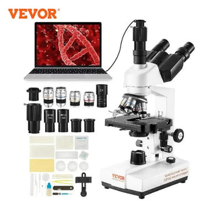 Compound Trinocular Microscope 40X-2500/40X-5000X Magnification Lab Microscope with LED Illumination & External Interface