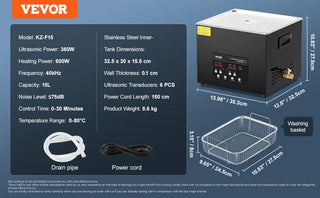 2/3/6/10/15/30L 300W Professional Ultra Sonic 40kHz Digital Ultrasonic with Timer&Heater with Basket for Gun Parts Bullets