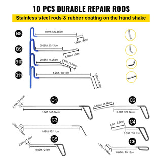 Paintless Dent Removal Rods Stainless Steel Rods Car Dent Repair Kit Glue Puller Kit for Auto Dent Removal Door Dings