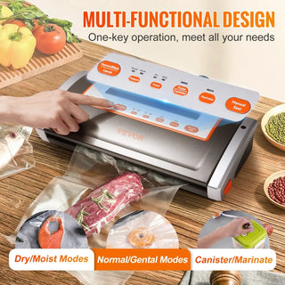 Electric Vacuum Food Sealer Machine 130W Manual Air Sealing System W/ Built-in Cutter Home Packing Machine Food Saver