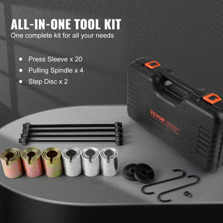 26 PCS Pull & Press Sleeve Kit Steel Bush Bearing Removal & Installation Set Bush Removal Insertion Sleeve Tools with Case