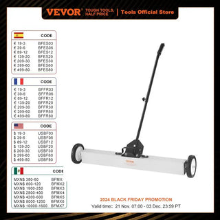 Rolling Magnetic Sweeper with Wheels Push-Type Magnetic Pick Up Sweeper Large Magnet Pickup Lawn Telescoping Sweeper