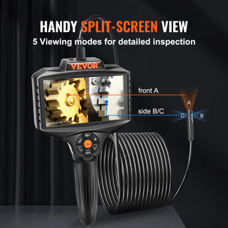 Triple Lens Industrial Endoscope 5 inch IPS Screen Waterproof Drain Borescope Inspection Camera with for Auto Plumbing