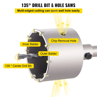 4 in 1 Concrete Hole Saw Kit 8/9PCS 30-100/40-125 mm SDS Plus or SDS Max Shank Cement Drill Bit Wall Hole Opener Tools Set