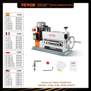 Automatic Wire Stripping Machine, 0.06''-1.42'' Electric Motorized Cable Stripper, 370W, 88 ft/min,w/An Extra Manual Crank