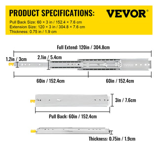Drawer Slides with Lock Drawer Slide Building & Hardware Home & Garden 20"/36“/”60" Ball Bear 500 lbs Full Extension