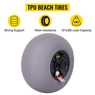 Beach Balloon Wheels 13" Replacement Sand Tires TPU Cart Tires for Kayak Dolly Canoe and Buggy w/ Free Air Pump 2-Pack