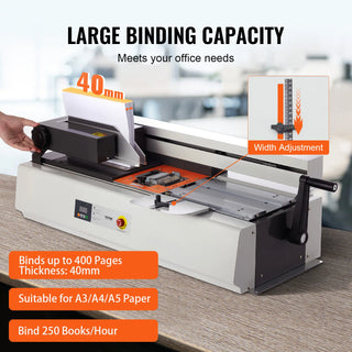 Thermal Binding Machine 400 Hot Glue Binding Machine Thermal Book 40mm Binding Thickness A3(Short Edge)/A4/A5 Document