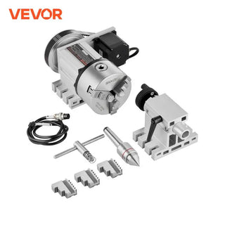 Dividing Head K11-100mm 3-Jaw Chuck 2.6"/65 mm Center Height MT2 Tailstock 6:1 Gear Ratio Universal for Milling Engraving