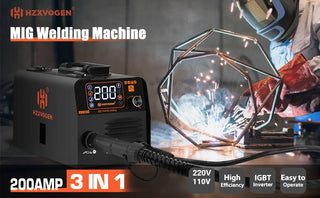 HZXVOGEN 3 in1 MIG/TIG/MMA Semi-Automatic Welding Machine HVM200 Inverter Welder Synergy Tool Non Gas For Gasless Iron Soldering