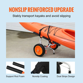 450lbs Load Capacity Detachable Canoe Trolley Cart with 12'' Solid Tires for Kayaks Paddleboards Float Mats Jon Boats