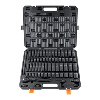 65 Piece Socket Set 6 Point Cr-V Alloy Steel for Auto Repair Rugged Construction Easy-to-Read Size Markings Storage Case