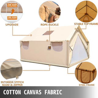 Canvas Wall Tent with PVC Storm Flap Large Canvas Wall Tent Waterproof Camping Canvas Tents With Stove Camping Steel Pipe