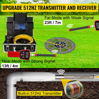 Pipe Inspection Camera 7in Monitor DVR Recording 30/50M Cable 512HZ Pipe Locator Drain Sewer Pipeline Industrial Endoscope