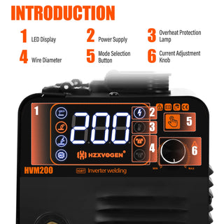 HZXVOGEN 3 in1 MIG/TIG/MMA Semi-Automatic Welding Machine HVM200 Inverter Welder Synergy Tool Non Gas For Gasless Iron Soldering