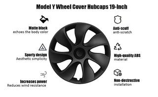 4PCS Hub Cap for Tesla Model Y 19-Inch Performance Replacement Wheel Cap Automobile Hubcap Full Rim Cover Accessories 2018-2024