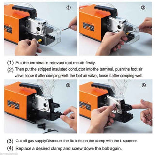 Pneumatic Crimping Tool Am-10 Air Powered Wire Terminal Crimping Machine Pneumatic Crimper Plier Machine 10 Sets Of Dies