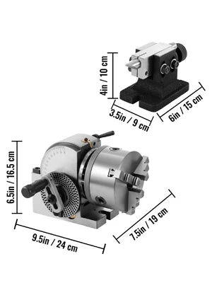 BS0 5" Dividing Head Indexing Head Semi Universal With Indexing Plates, Tailstock & 125mm 3-Jaw Chuck for Drilling Milling