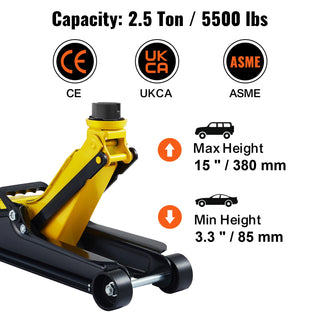 2.5T Floor Hydraulic Jack Pneumatic Low Profile Floor Jack Heavy-Duty Steel Racing Floor Jack with Single Piston Lift Pump