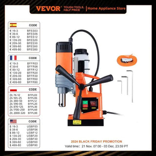 Magnetic Drill,1300W 1.57" Boring Diameter,13000N Portable Electric Mag Drill Press w/Variable Speed, Drilling Machine